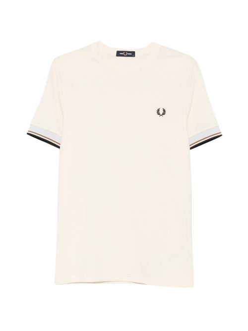 T-shirt uomo Fred Perry panna e celeste in piqué con bordino manica FRED PERRY | M239691B